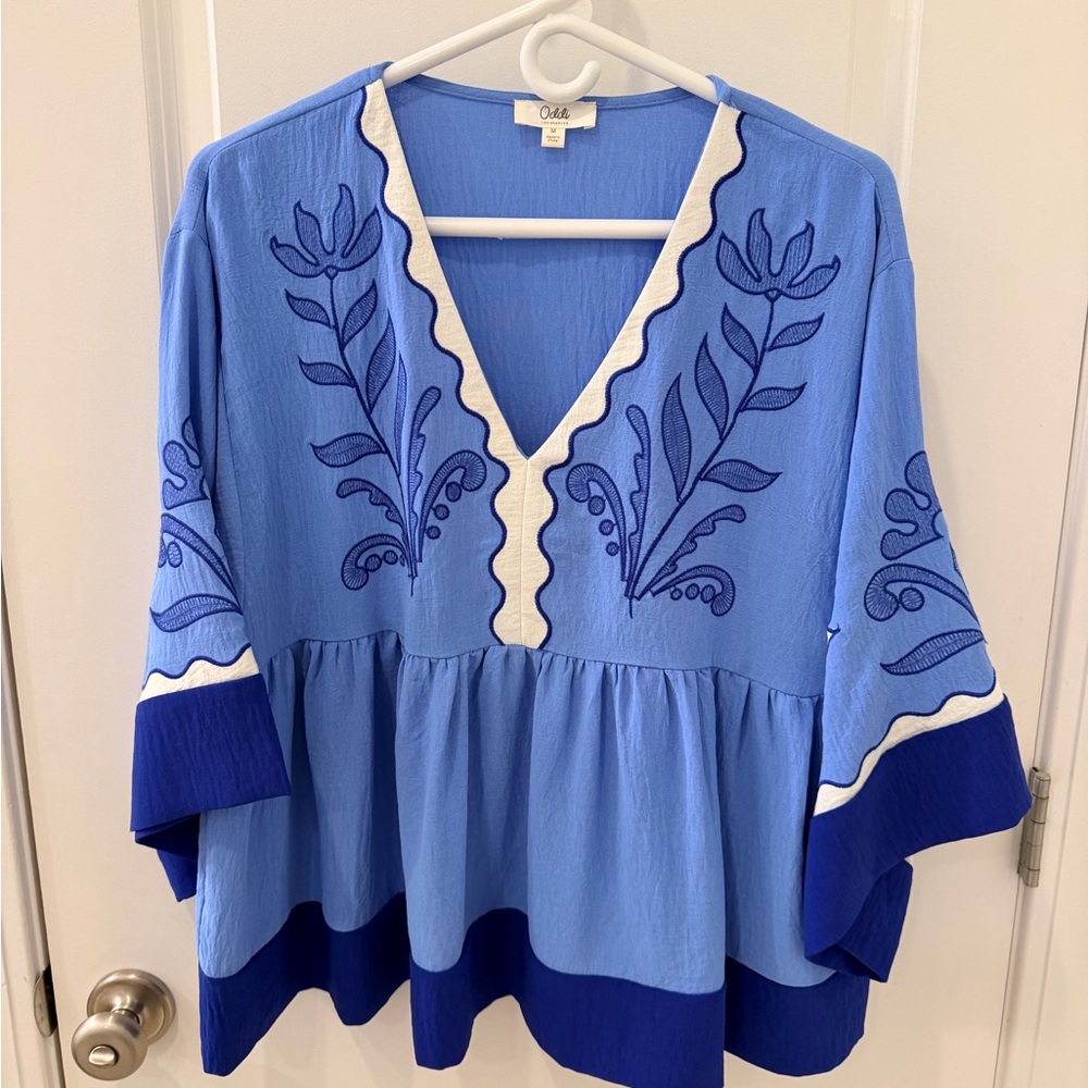Blue Embroidered Blouse